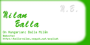 milan balla business card